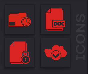 set cloud with check mark document folder vector image