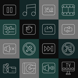 Set line smart tv speaker mute repeat button vector