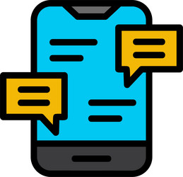 text message line filled style icon design vector image
