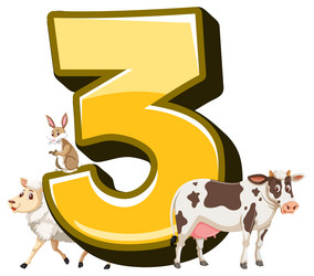 different three farm animals attached to number vector