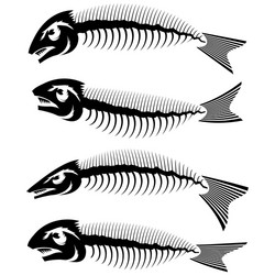 fish bone skeleton set symbol sea fishes icons vector