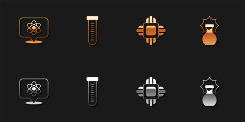 set atom test tube processor cpu and explosion vector image