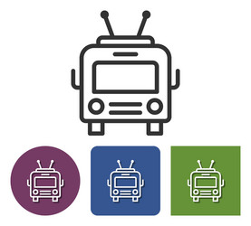 Trolleybus line icon in different variants vector