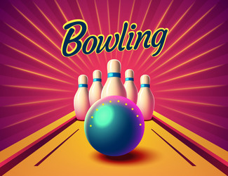 bowling party club poster with the bright vector