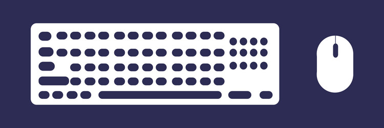 black icon of computer keyboard and mouse on dark vector image