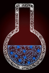 glowing net mesh flask with glare spots vector image