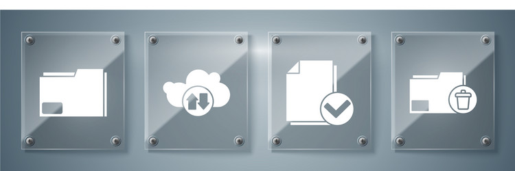 set delete folder document and check mark cloud vector image