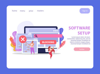software setup landing page vector image