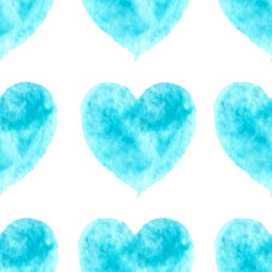 Stylish pattern with watercolor blue hearts vector