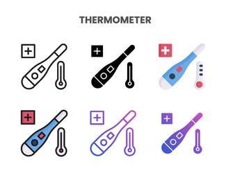 thermometer icons set with different styles vector image
