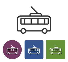 trolleybus line icon in different variants vector image