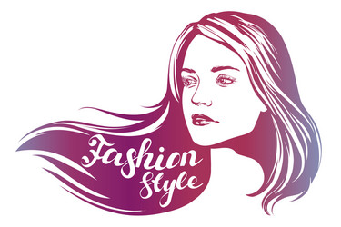 girl beautiful woman face hand drawn Vector Image