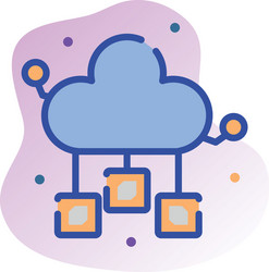 isolated cloud computing line fill block style vector image