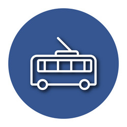 Line icon of trolleybus with shadow eps 10 vector