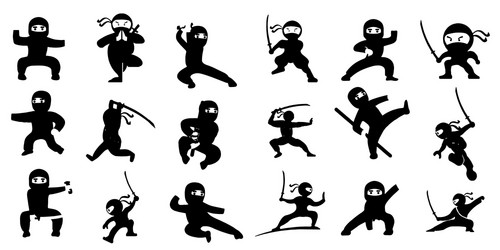 Ninja Icon Set - Martial Arts Vector Image