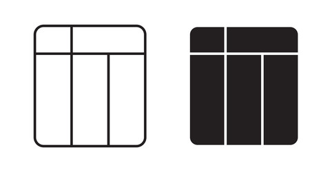 table layout icon set in thin line for web vector image