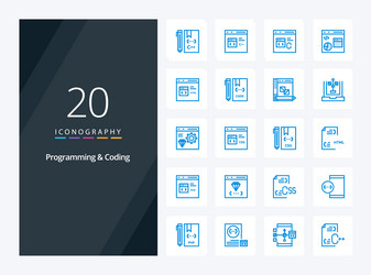 20 programming and coding blue color icon vector image