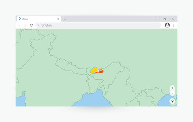 browser window with map of bhutan searching vector image