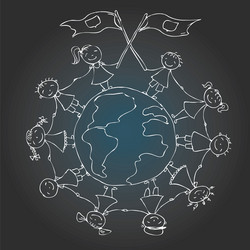 Multicultural children on planet earth Royalty Free Vector