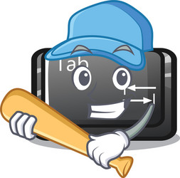 playing baseball tab button installed on computer vector image