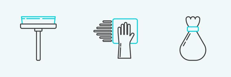 set line garbage bag squeegee scraper wiper vector image