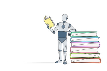 single continuous line drawing smart robot vector image