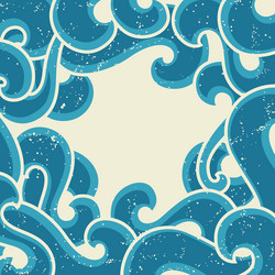 Grunge retro background with abstract curly waves vector