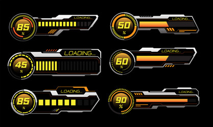 set of hud modern loading progress bars user vector image
