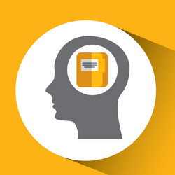 silhouette head with folder file archive icon vector