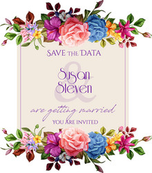 Watercolor Lily Rose Wedding Card Vector Image