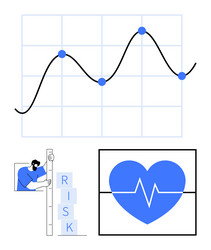 analytics graph risk assessment blocks and heart vector image