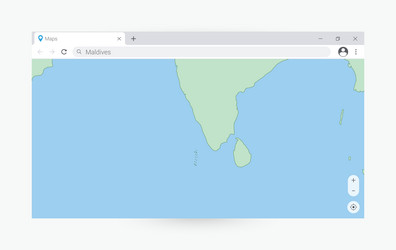 Browser window with map of maldives searching vector