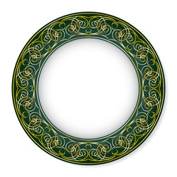frame with gold pattern on a green background vector image