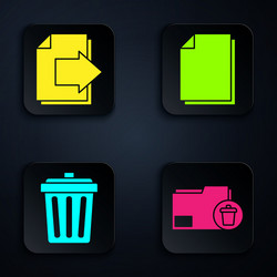 set delete folder next page arrow trash can vector image