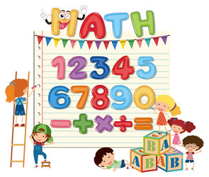 Counting numbers from zero to nine and math vector