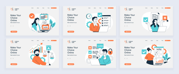 online voting concept of landing page with slide vector image