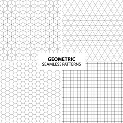 Set of simple geometric patterns - seamless vector