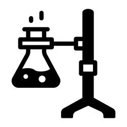 laboratory retort stand with a flask line style vector image