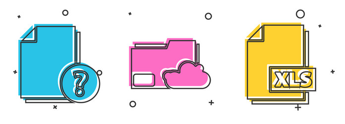 set unknown document cloud storage text vector image