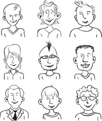 Cartoon Faces Set Vector Image