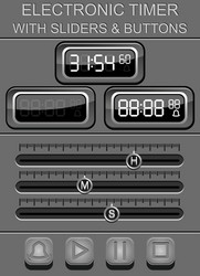 Electronic timer with sliders and buttons vector