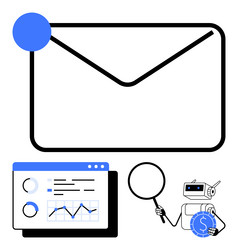 email notification with analytics magnifying vector image