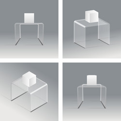glass rack podium shelf set 3d isometric realistic vector image