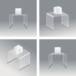 glass rack podium shelf set 3d isometric realistic vector