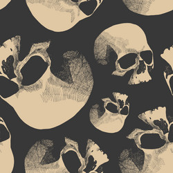 Grunge seamless pattern with skulls vector