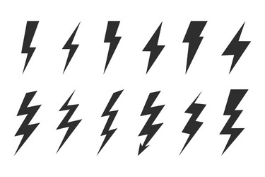 Lightning thunder bolt flash energy power icon set
