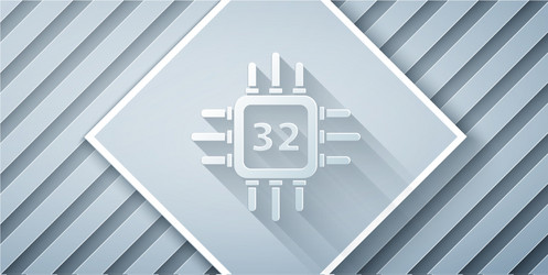 paper cut computer processor with microcircuits vector image