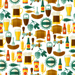 Seamless pattern with beer icons and objects vector