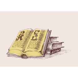 Stack of Books with Open Book vector image