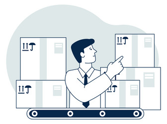 cargo control process shipping boxes check vector